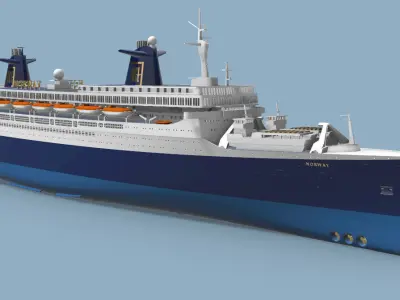 SS NORWAY cruise ship - final years version - full and waterline 3D print model