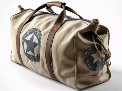 Vintage Canvas Military Style Duffel Bag 3D model