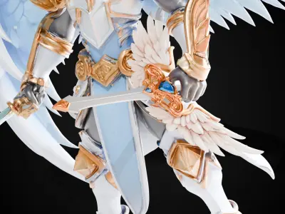 Stylized Sword - Paladin Sword Winged Faith - Game Ready 3D model