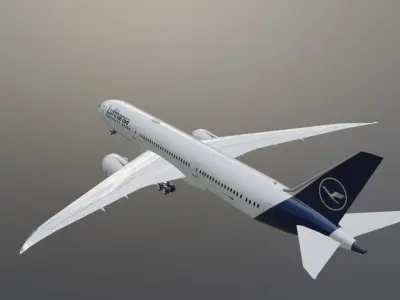 Lufthansa Boeing 787-9 Dreamliner low poly 3D model Low-poly 3D model