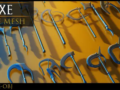 87 Weapons -Axe Base Mesh -Axe-Cold Weapons-UV-Vol 11 Low-poly 3D model