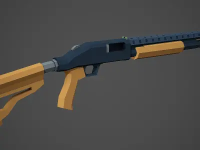 Stylized Mossberg 500 Shotgun Low Poly Mobile Ready Low-poly 3D model