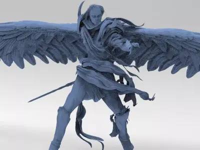 Angel warrior Stylized wide 3D model