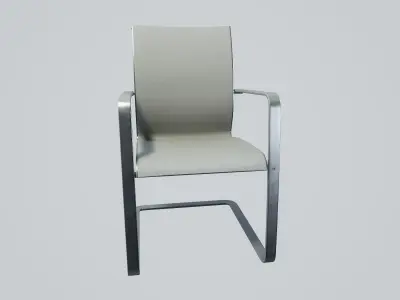 Modern chair white textile - metal silver Low-poly 3D model