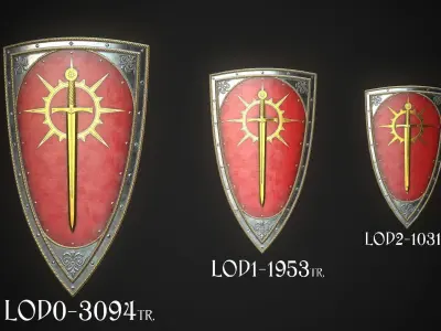 Knight Shield 07 Low-poly 3D model