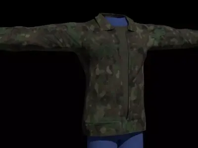 Jacket made on leather and with camo texture Low-poly 3D model