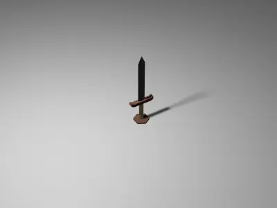 low poly sword on table Free low-poly 3D model