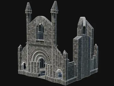CELTIC RUIN MEDIEVAL GOTHIC CASTLE CATHEDRAL RUINS COLLECTION Low-poly 3D model