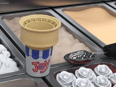 Cake Cone with Ice Cream Scoops Collection 2 3D model