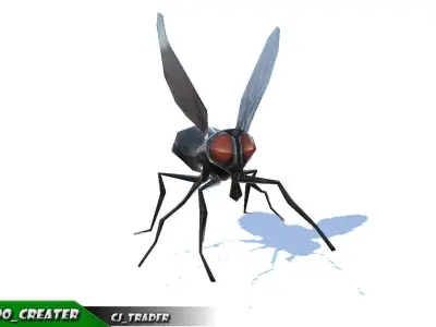 Low-Poly Housefly Insect Rigged Animated 3d model Low-poly 3D model