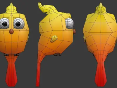 Low-Poly Cartoon Bird Low-poly 3D model