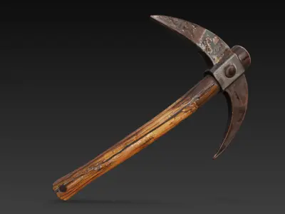 Pickaxe wooden axe 3D model