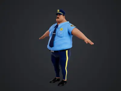 Cartoon Police Rigged Low-poly 3D model