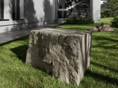  Pale Square Smooth Large Rock Boulder Model 