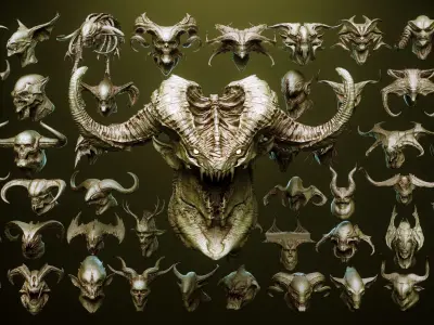 DEMON part one 52 Heads with Blendshapes 3D model