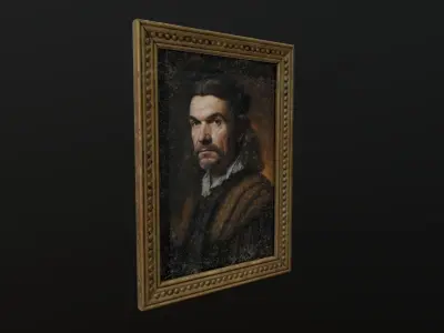 Old Portrait Painting of Man Low-poly 3D model