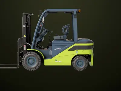 Forklift Truck03 Green All PBR Unity UE Textures 3D model