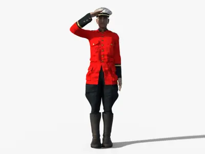 Steampunk Officer Rigged Animated Low-poly 3D model