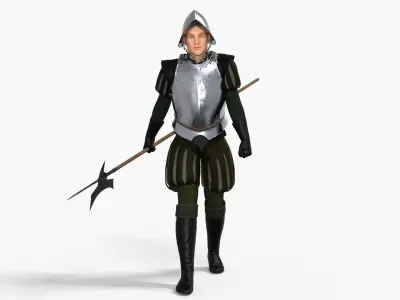 Conquistador Soldier Rigged Low-poly 3D model