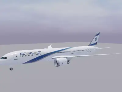 EL AL Boeing 787-9 3d model Low-poly 3D model