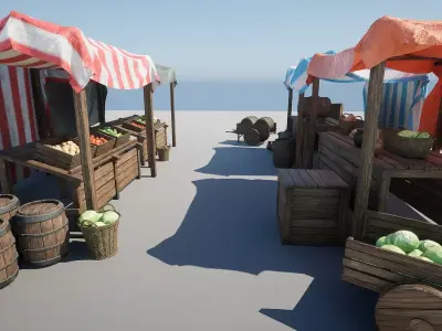 Medieval Market Props Free 3D model