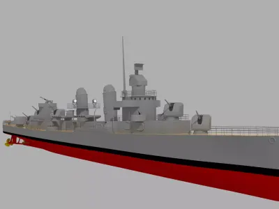 USS Fletcher DD-445 Destroyer  3D model