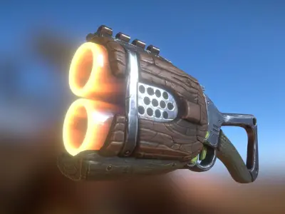 Gameready Stylized shotgun Low-poly 3D model