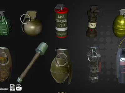 22 Grenade Game Ready Low-poly 3D model