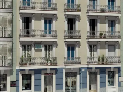 Building with balconies and balconies Low-poly 3D model