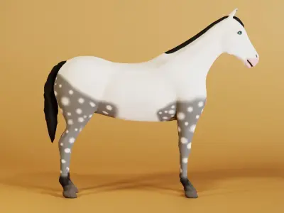 Grey Horse Low-poly 3D model