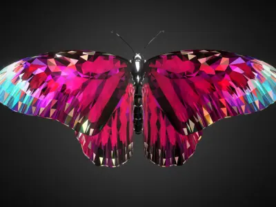 Batterfly Pink Low Polygon Art Insect Low-poly 3D model