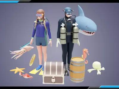 Underwater Adventure Hunt Low-poly 3D model