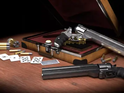 colt 45 long with a weapon case Low-poly 3D model