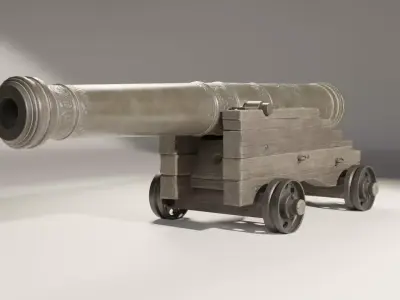 Medieval Cannon Low-poly 3D model