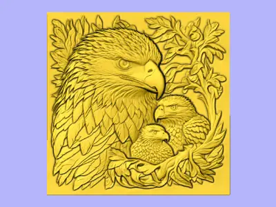 AGUIA E FILHOTES BAS RELIEF 3D model