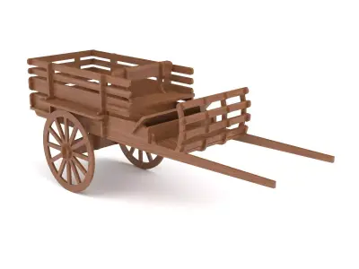 Wooden toy trolley 01 3D model