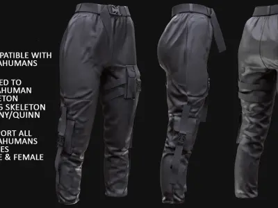 Pants Holster 230 - All MH Bodies - UE5 Skeletons - Rigged Low-poly 3D model