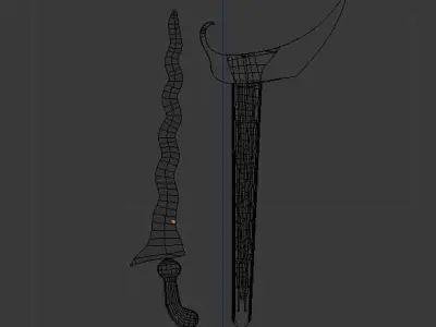 keris two wooden swords 3D model