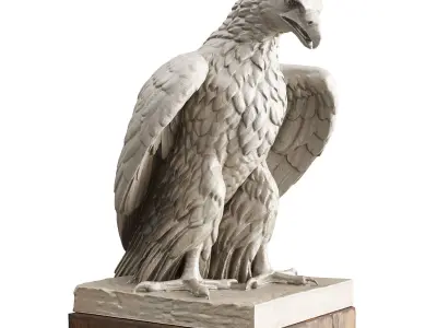 Eagle sitting sculpture Low-poly 3D model