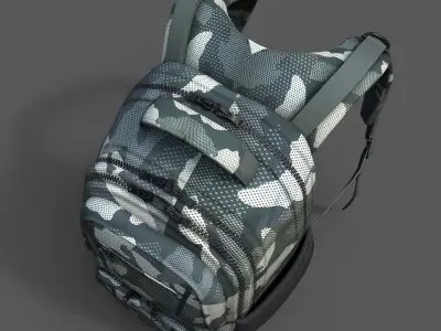 Backpack Camping military combat soldier armor scifi fantasy  Low-poly 3D model