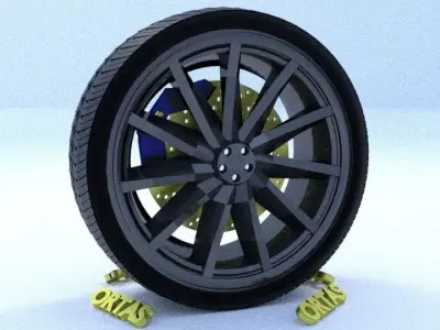 ORTAS CAR RIM 56 GAME READY RIM TIRE AND DISC 3D model