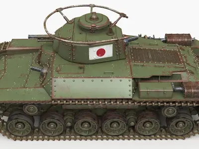 Tank Type 97 Chi Ha Green Japan Corona 3D model