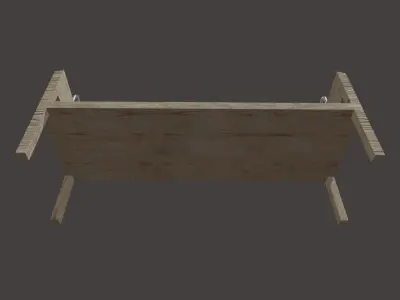Low Poly White Wood Bench Low-poly 3D model
