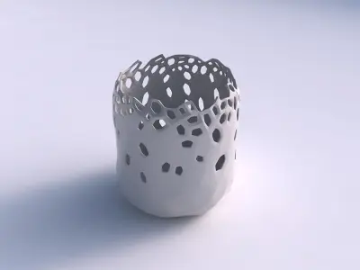 Bowl cylindrical with smooth crystal skin with holes 2 3D model