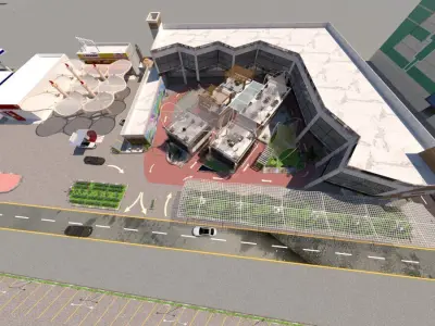 Commercial Courtyard Retail Center A29 DWG SketchUp 3D model