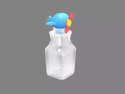Cartoon drink - plane glass bottle - cork Low-poly 3D model