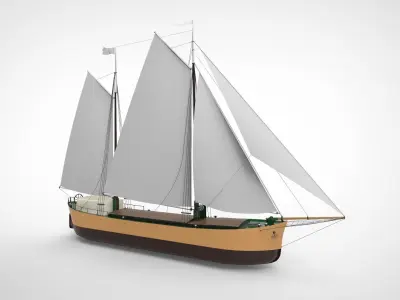 Historical sailing ship cargo 3D model