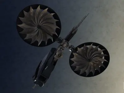 Drone spacecraft with two propellers 3D model