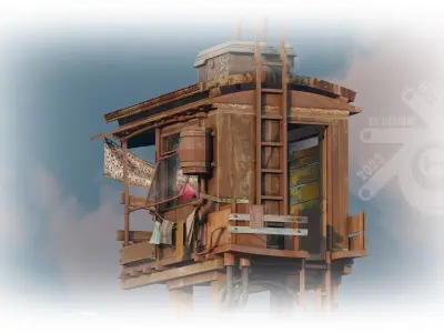 Radio Station Low-poly 3D model