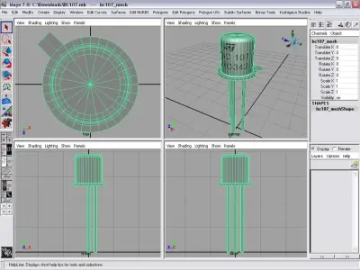 BC107 transistor Low-poly 3D model